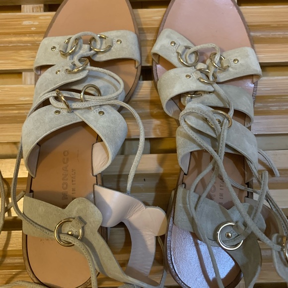 Club Monaco beige suede gladiator Sandals - Picture 2 of 9